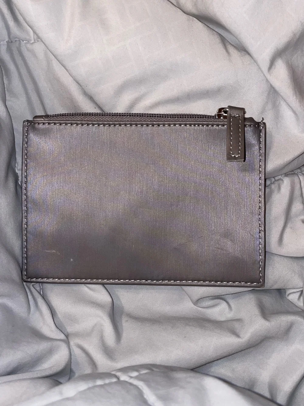 MaxMara Satin Gray Zip Card Pouch